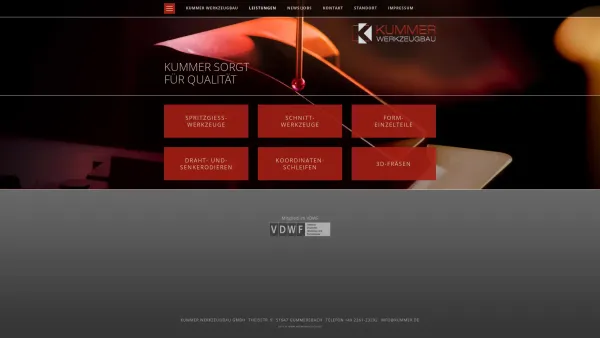 Website Screenshot: Kummer Werkzeugbau GmbH - Kummer Werkzeugbau - Leistungen - Date: 2023-06-20 10:41:00