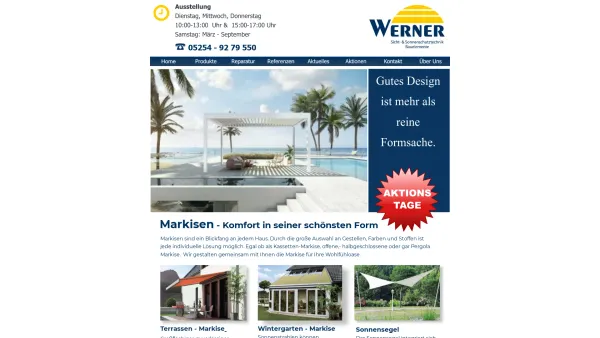 Website Screenshot: Werner Markisen Terrassendächer Jalousien - Markise - Jalousie - Terrassendach - Raffstore - Sonnenschutz - Date: 2023-06-20 10:41:03