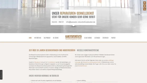 Website Screenshot: Wessels Kunstharzsysteme GmbH - Wessels Kunstharzfußböden in 50354 Hürth bei Köln - Date: 2023-06-20 10:41:03