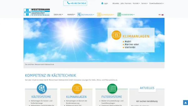 Website Screenshot: M. Westermann Kältetechnik GmbH - Westermann Kältetechnik  - Kältetechnik, Klimaanlagen und Filtertechnik von M. Westermann GmbH - Date: 2023-06-20 10:41:03