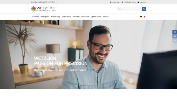 Website Screenshot: Wetzlich Optik-Präzision GmbH - Brillenglashersteller in Deutschland - Wetzlich Optik-Präzision - Date: 2023-06-20 10:41:03