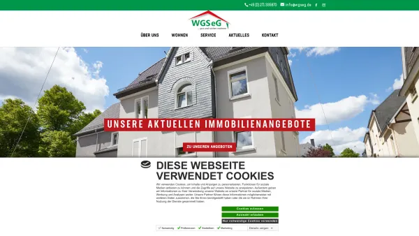 Website Screenshot: Wohnstättengenossenschaft Siegen eG - WGS Siegen | Wohnstättengenossenschaft Siegen eG - Date: 2023-06-20 10:41:03