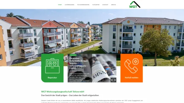 Website Screenshot: WGT Wohnungsbaugesellschaft Teltow mbH -  Wohnen in Teltow - WGT Wohnungsbaugesellschaft Teltow mbH - Date: 2023-06-20 10:41:03