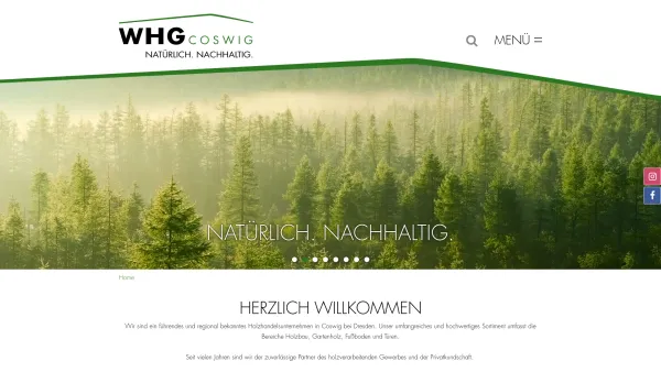 Website Screenshot: WHG - Warendorfer Holzhandel -  Werte in Holz - Natürlich. Nachhaltig. - WHG Coswig - Date: 2023-06-20 10:41:03