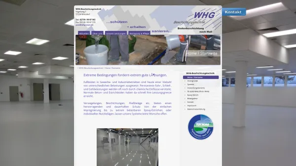 Website Screenshot: WHG Beschichtungstechnik -  Bodenbeschichtung nach Mass - WHG-Beschichtungstechnik » Home / Startseite - Date: 2023-06-20 10:41:03