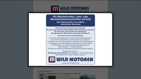 Website Screenshot: WILD-Motoren GmbH & Co. KG -  Die  Alternative zum neuen Aggregat - Wild Motoren - Date: 2023-06-20 10:41:03