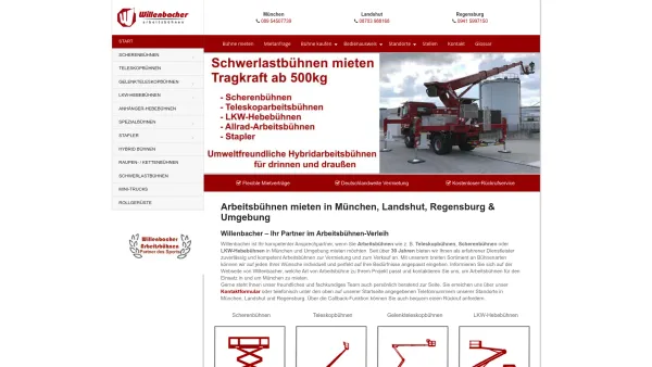 Website Screenshot: Willenbacher GmbH & Co. KG - Arbeitsbühnen, Hebebühnen & mehr mieten | Willenbacher - Date: 2023-06-20 10:41:03