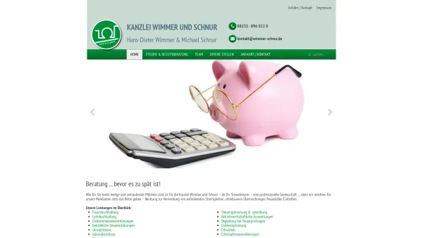 Website Screenshot: Wimmer und Schnur Steuerberater- und Rechtsanwalt - Kanzlei WImmer & Schnur - Aichach - Obermauerbach - Date: 2023-06-20 10:41:03