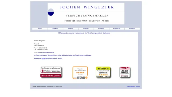 Website Screenshot: Wingerter · Versicherungsmakler - Wingerter Versicherungsmakler - Date: 2023-06-20 10:41:03