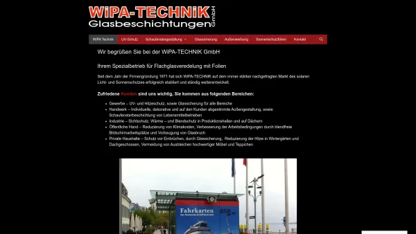 Website Screenshot: WIPA-Technik GmbH Glasbeschichtungen - WiPA Technik GmbH - Ihr Folien-Fachbetrieb am Bodensee - Date: 2023-06-20 10:41:03