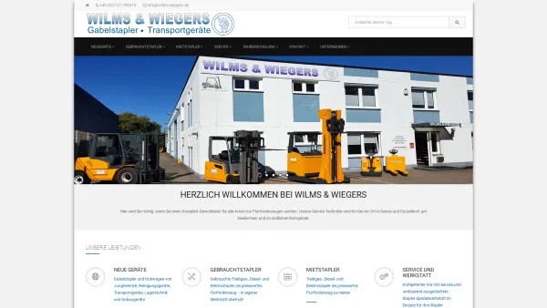 Website Screenshot: Wilms & Wiegers GmbH -  Gabelstapler ·  Transportgeräte · Kundendienst - Wilms & Wiegers - Neuss-Hoisten | Stapler - Gebrauchtstapler - Mietstapler - Service - Lagertechnik | Düsseldorf, Mönchengladbach, Wuppertal, Remscheid, Solingen, Dormagen, Leverkusen - Date: 2023-06-20 10:41:06