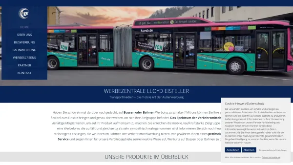 Website Screenshot: Werbezentrale Lloyd Eisfeller -  Werbung an Strassenbahnen und  Bussen - bundesweit - Home - Date: 2023-06-20 10:41:06