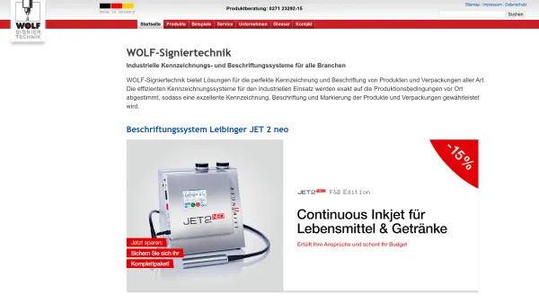 Website Screenshot: WOLF-Signiertechnik - Industrielle Kennzeichnungssysteme - Wolf-Signiertechnik - Date: 2023-06-20 10:42:34