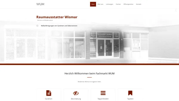 Website Screenshot: Fachmarkt WUM - Raumausstatter Wismar - Fachmarkt WUM - maßgeschneiderte Lösungen für Ihr Zuhause - Date: 2023-06-20 10:42:34