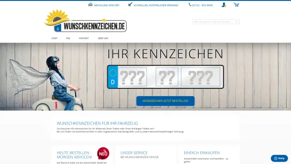 Website Screenshot: Wunschkennzeichen Deutschland GmbH - Wunschkennzeichen online reservieren & kaufen | Kennzeichen - Date: 2023-06-20 10:41:07