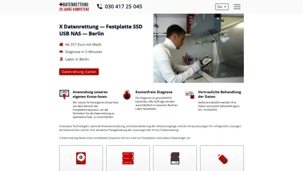 Website Screenshot: X Datenrettung Datenwiederherstellung bei Hardwaredefekten - X Datenrettung — Berlin - Date: 2023-06-20 10:41:07