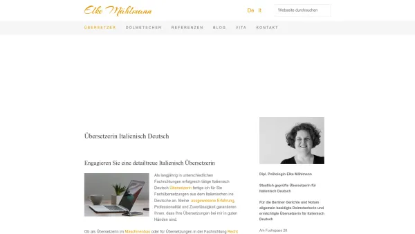 Website Screenshot: Übersetzer & Dolmetscher Italienisch Deutsch, Elke Mählmann - Übersetzer Italienisch Deutsch • Elke Mählmann - Date: 2023-06-20 10:40:48