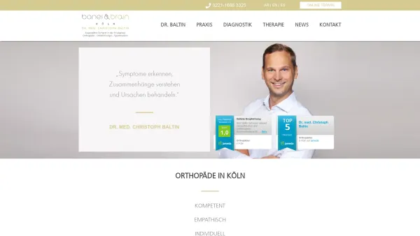 Website Screenshot: Dr. med. Christoph Baltin - Orthopäde in Köln Deutz | Dr. med. Christoph Baltin - Date: 2023-06-20 10:42:17