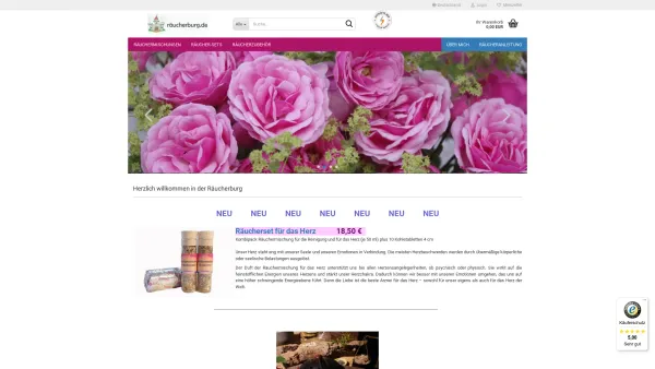 Website Screenshot: Räucherburg - Räuchermischungen, Räuchersets und Räucherzubehör kaufen im Onlineshop der Räucherburg. - Date: 2023-06-20 10:39:52