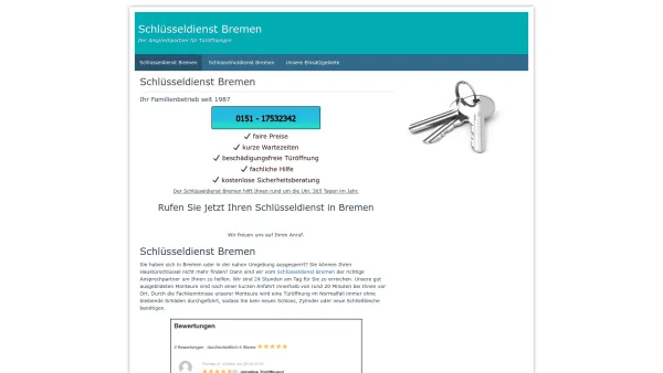 Website Screenshot: Schlüsseldienst Bremen Braun - Schlüsseldienst Bremen - Schnelle professionelle Hilfe! - Date: 2023-06-20 10:40:17