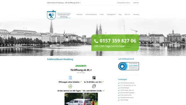 Website Screenshot: Schlüsseldienst Hamburg - Schlüsseldienst Hamburg 24h | Öffnung ab 49,-€ | In 15-40 Min. vor Ort - Date: 2023-06-20 10:42:26