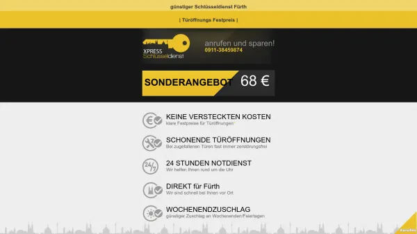 Website Screenshot: Xpress Schlüsseldienst - Türöffnung zum Festpreis | Schlüsseldienst Fürth Nürnberg und Erlangen - Date: 2023-06-20 10:41:07