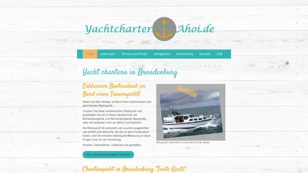 Website Screenshot: Yachtcharter Ahoi Elke M. Knorr - Home Yacht chartern Bootsurlaub - Yachtcharter-Ahoi.de - Date: 2023-06-20 10:42:34