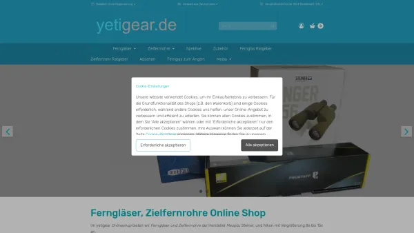 Website Screenshot: yetigear Onlineshop für Ferngläser und Zielfernrohre - Ferngläser & Zielfernrohre Meopta, Steiner & Nikon - Date: 2023-06-20 10:42:34