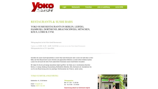Website Screenshot: Yoko Sushi Friedrichshain - Restaurants & Sushi Bars von Yoko Sushi in Deutschland - Date: 2023-06-20 10:41:07