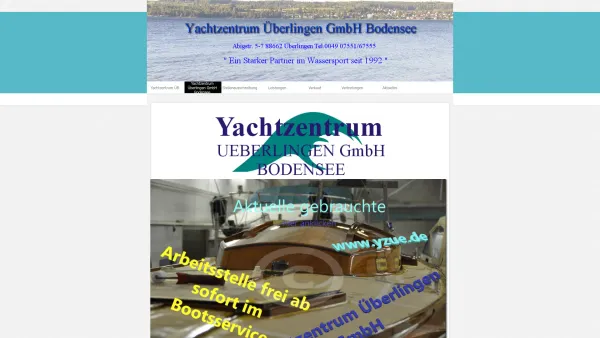 Website Screenshot: Yachtzentrum Überlingen GmbH Bodensee -  Boote  und Zubehör, Bootseinlagerungen, Transporte, Umbau, Motoren, Restauration - Yachtzentrum Überlingen GmbH - Date: 2023-06-20 10:41:10