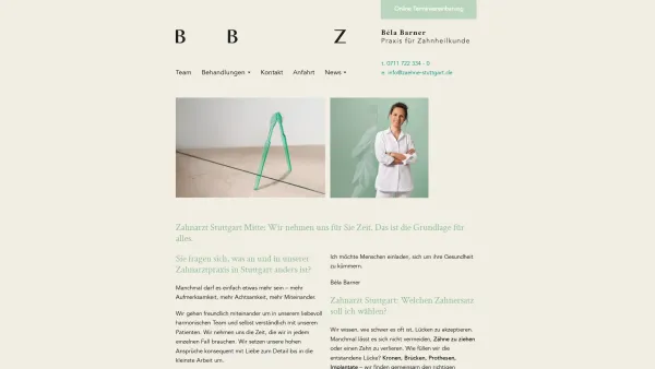 Website Screenshot: Béla Barner Praxis für Zahnheilkunde - ? Zahnarzt in Stuttgart Mitte - Dr. Béla Barner und Kollegen - Date: 2023-06-20 10:42:35