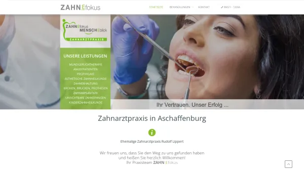 Website Screenshot: Zahn im Fokus - Zahnarzt in Aschaffenburg | zahn-im-fokus.de - Date: 2023-06-20 10:42:35