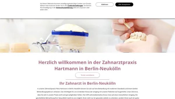 Website Screenshot: Zahnarztpraxis Dipl. Stom Petra Hartmann MSc - Zahnarzt | Berlin-Neukölln | Zahnarztpraxis Hartmann - Date: 2023-06-20 10:41:10