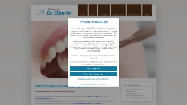Website Screenshot: Dr. med. dent Alexander Oberle -  Zahnarztpraxis für moderne Zahnmedizin und Funktionsdiagnostik - Zahnarzt Dr.med.dent. Alexander Oberle MSc: CMD-Spezialist in Oppenau Ortenau - - Date: 2023-06-20 10:41:10