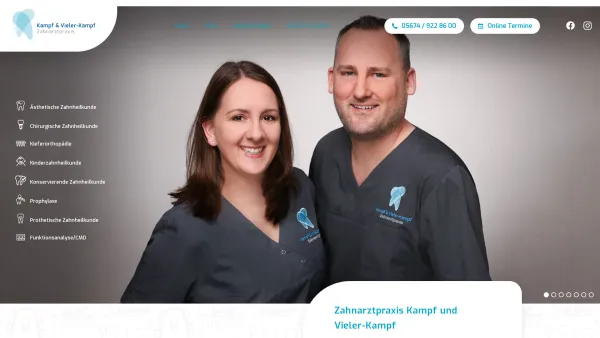 Website Screenshot: Zahnarztpraxis Kampf & Vieler-Kampf - Kampf & Vieler-Kampf – Ihre Zahnärzte in Grebenstein - Date: 2023-06-20 10:42:36