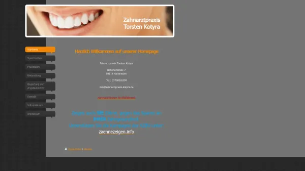 Website Screenshot: Zahnarztpraxis Torsten Kotyra - Zahnarztpraxis Torsten Kotyra - Startseite - Date: 2023-06-20 10:41:10