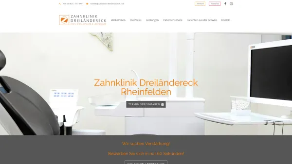 Website Screenshot: Zahnklinik Dreiländereck - Zahnklinik Dreiländereck - Ihre Zahnärzte in Rheinfelden - Date: 2023-06-20 10:42:36