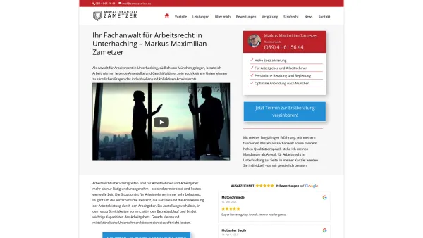 Website Screenshot: Rechtsanwalt Markus Maximilian Zametzer - Anwalt Arbeitsrecht Unterhaching - Markus Maximilian Zametzer - Date: 2023-06-20 10:42:36