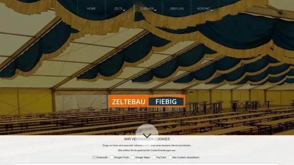 Website Screenshot: Zeltebau Fiebig GmbH & Co. KG - Zeltebau Fiebig - alles rund um Partyzelte, Festzelte, Lagerhallen etc. - Date: 2023-06-20 10:41:10