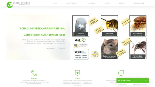 Website Screenshot: Zengel biotechnic GmbH & Co. - Zengel Biotechnic | Schädlingsbekämpfung in Hamburg - Date: 2023-06-20 10:41:10