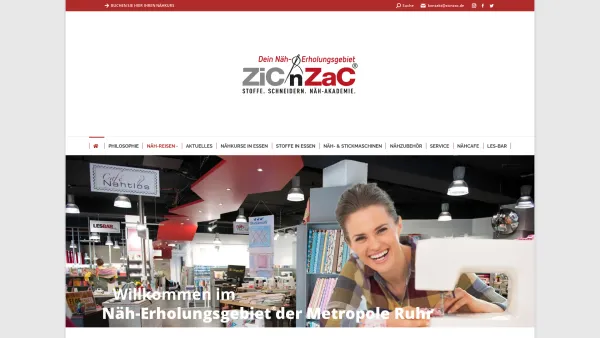 Website Screenshot: ZiC 'n ZaC Stoffe. Schneidern. Nähcafé - ZiC´nZaC - der all-inclusive Store rund um das Thema Nähen - zicnzac.de - Date: 2023-06-20 10:41:10