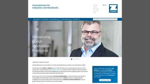 Website Screenshot: Ernst Zieker Innovationen GmbH - Startseite - Zieker GmbH Mechanische Werkstätte - Date: 2023-06-20 10:41:10