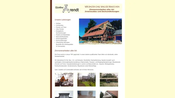 Website Screenshot: Günther Arendt Zimmerei und Innenausbau - Günther Arendt Zimmerei und Innenausbau Schulendorf - Date: 2023-06-20 10:41:10