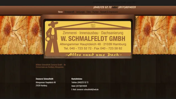 Website Screenshot: Wilhelm Schmalfeldt Zimmerei GmbH - Zimmerei Schmalfeldt in Hamburg Altengamme - Zimmerei, Dachsanierung und Innenausbau - Date: 2023-06-20 10:41:10