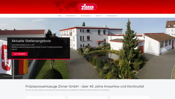 Website Screenshot: Zinner GmbH Präzisionswerkzeuge - ZINNER GmbH Präzisionswerkzeuge - Date: 2023-06-20 10:41:13