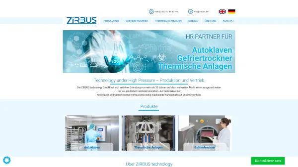 Website Screenshot: ZIRBUS technology GmbH - ZIRBUS technology | Autoklaven und Gefriertrockner - Date: 2023-06-20 10:41:13