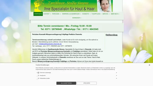 Website Screenshot: Zweithaarstudio Simone - Perücken Fußpflege Wimpernverlängerung Kosmetikstudio Chemnitz - Date: 2023-06-20 10:41:13