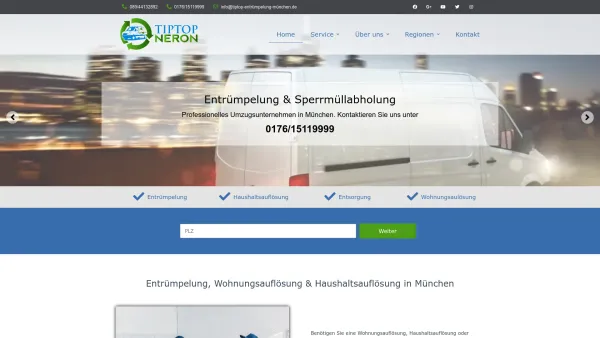 Website Screenshot: TipTop Neron - Haushaltsauflösung, Wohnungsauflösung, Entrümpelung, Entsorgung und Umzug in München - Date: 2023-06-20 10:41:39