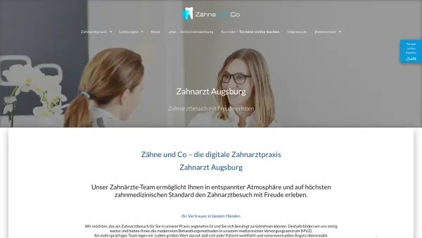 Website Screenshot: Zähne und Co Zahnarztpraxis - Zahnarzt Augsburg | Zähne und Co - Zahnarztpraxis - Date: 2023-06-20 10:42:36