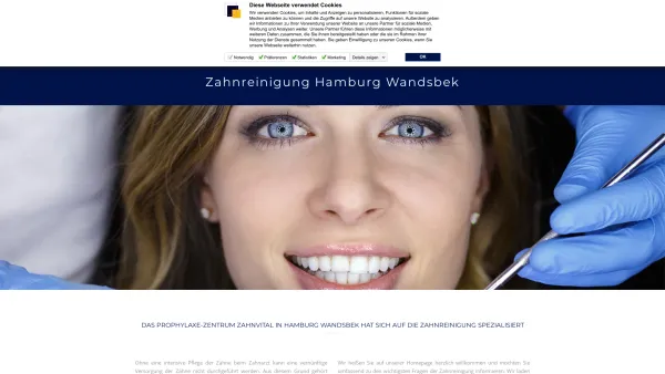 Website Screenshot: ZahnVital Prophylaxe und Zahnreinigung Zentrum - Zahnreinigung Hamburg – ZAHNVITAL in Wandsbek | Zahnarzt Hamburg Wandsbek - Date: 2023-06-20 10:41:13